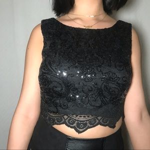 Black sequin top
